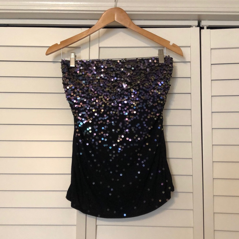 Sequined strapless top
